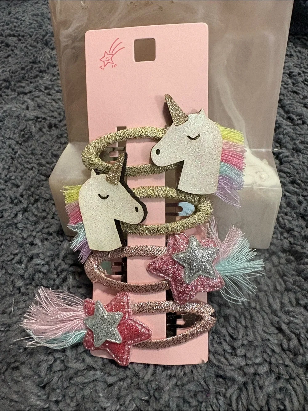 NWT set of 2 unicorn barrettes and 2 star barrettes